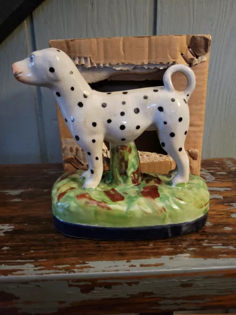 Dalmation Vintage Porcelain Figurine Decor 6x6 Dog White Black Study Library