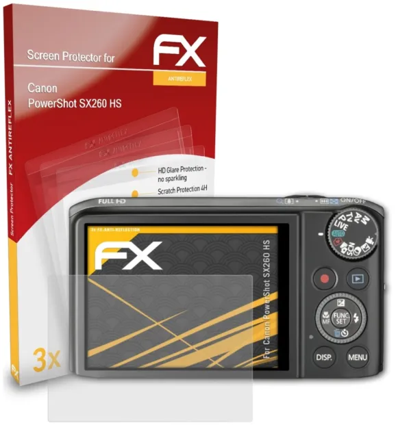 atFoliX 3x Screen Protection Film for Canon PowerShot SX260 HS matt&shockproof
