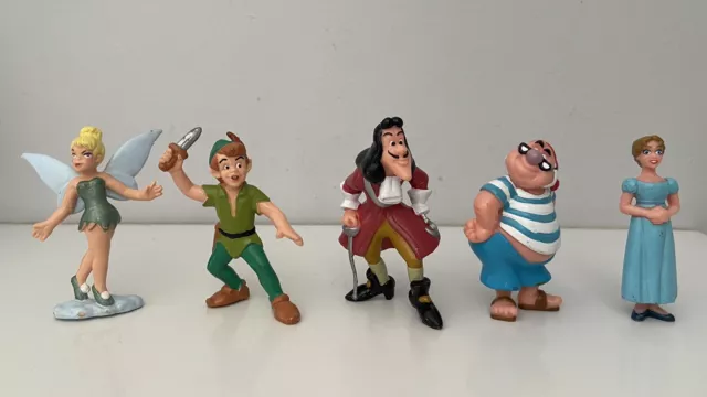 Disney Bullyland Peter Pan Figures Captain Hook Smee Tinkerbell Wendy Figures