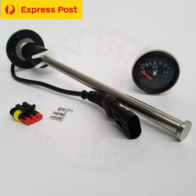 Fuel Sender - 300mm Reed Switch 10-180 Ohms + 12v FUEL GAUGE - BRAND NEW...!