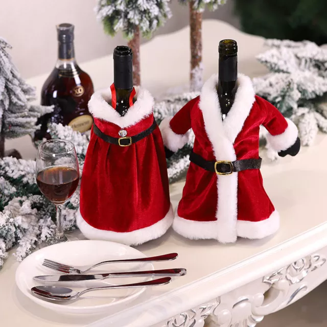2 Pack Christmas Wine Bottle Cover Santa Claus  Dress Christmas Decorations 2