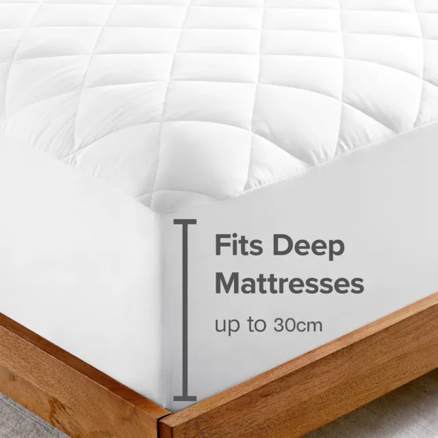 Extra Deep Quilted Mattress Protector Fitted Sheet Cover Single Double King Size