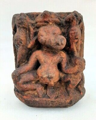 18'c Antique Old Asian Indian Fine Hand Carved Stone Hindu God Ganesha Sculpture