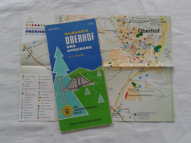 Bildkarte Oberhof und Umgebung Wanderkarte mit Ortskarte DDR 1970 1:30.000