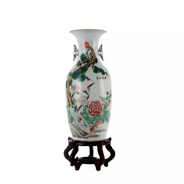 Vaso Balaustro Antico Cina Periodo Repubblica '900 Porcellana Dipinta Decori