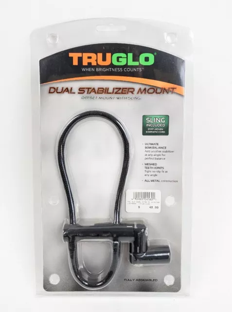 TruGlo Dual Stabilizer Offset Mount With Sling Black Archery Bow Balance ~ NEW