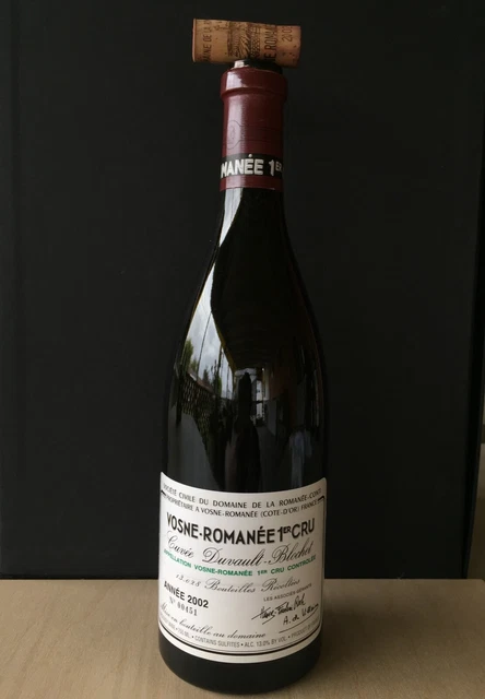 Drc Domaine De La Romanee Conti 2002 Vosne Romanee 1Er Empty Wine Bottle + Cork