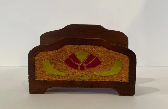 Vintage Wooden Mid Century Modern Hand Painted Napkin/Letter Holder