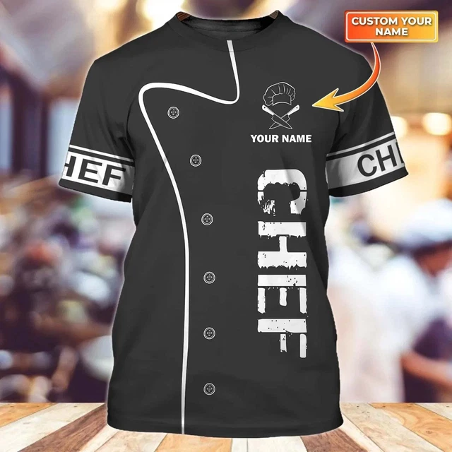 Customized With Name 3D Chef Shirt, Black T Shirt For A Master Chef, Unisex 3D C