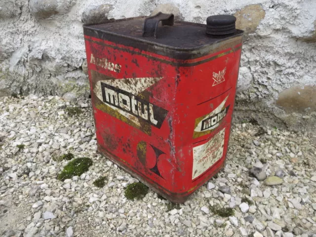 Ancien bidon d'huile MOTUL vintage déco atelier garage french old oil tank