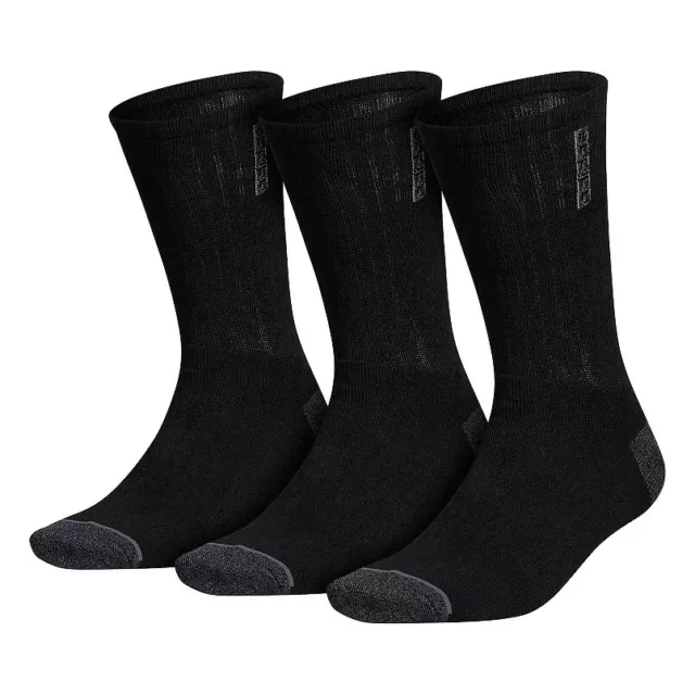 Adidas Cushioned Men's 3-Pair Pack Crew Socks Black/Onix Gray Size 6-12