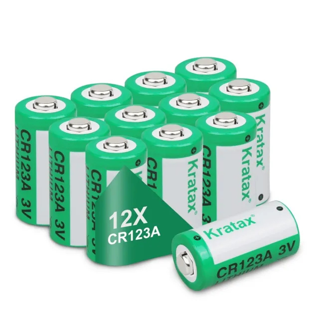 Kratax CR123A CR123 3V 1500mAh Lithium Batterie Akku, 12er Pack CR123A Batterien