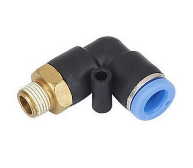 Coude En L Raccord Pneumatique 4 à 16mm - Rapide Plastique Noir