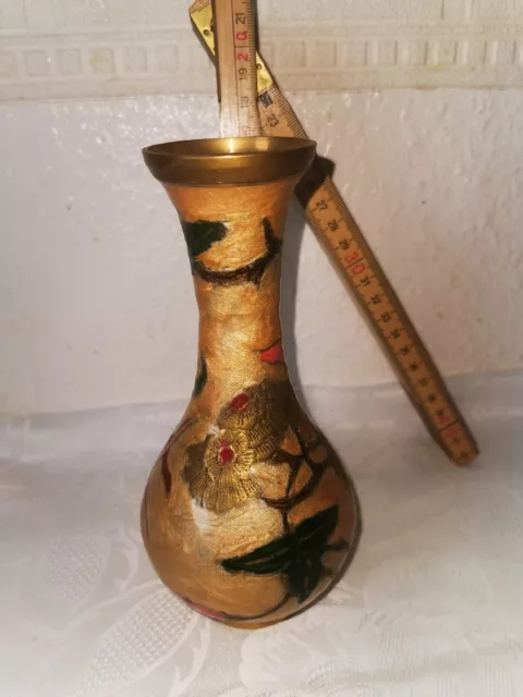 Messingvase Emaille Schlank 2