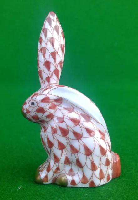 Herend Miniature Rust Red Fishnet Rabbit - 5338.