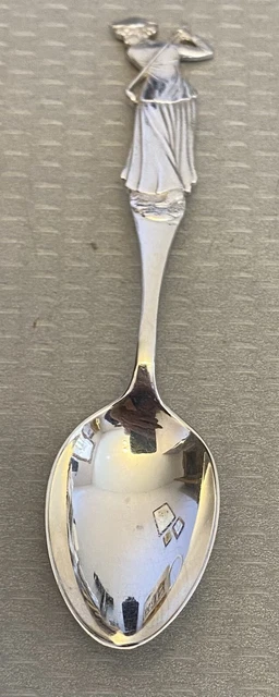 art nouveau sterling silver Figural WOMAN GOLFER SOUVENIR SPOON English 1912 5"
