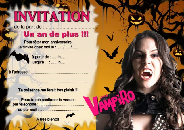 5 ou 12 cartes invitation anniversaire chica vampiro REF 330