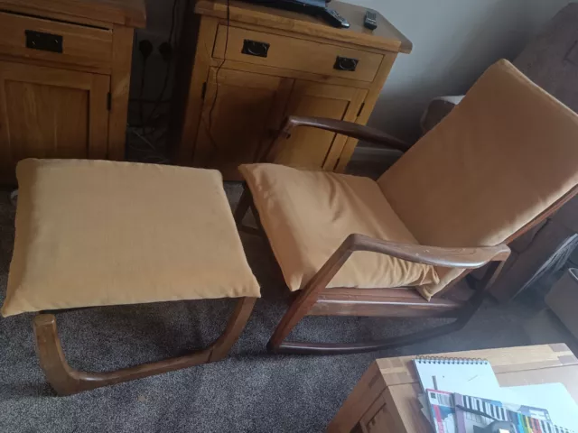 Mid Century Retro Rocking Chair And Footstool