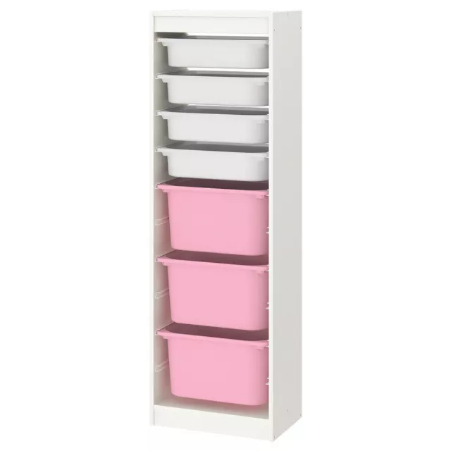 IKEA TROFAST storage combination with boxes 46x30x145 cm white/white pink
