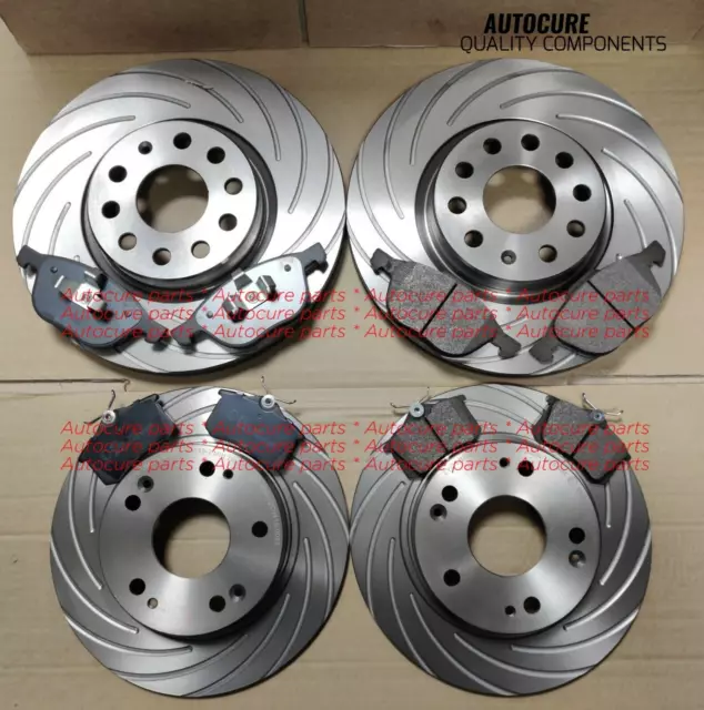 For Vw Transporter T28/30 (T5.1) Grooved Front And Rear Discs + Pads [2010 - 15]