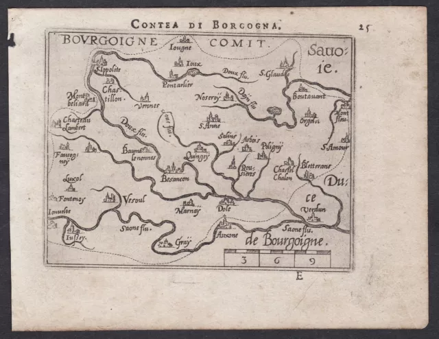 Bourgogne France Ortelius Carte Map Carte Engraving Gravure 1593