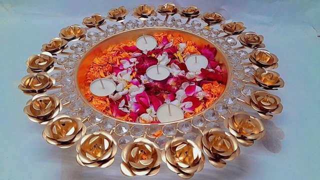 DECOR MASTER ROSE DIAMAND URLI BOWL Home Office  Flowers Decorative 12 IN
