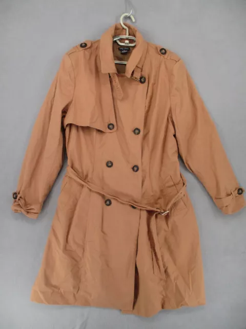 City Chic Jacket Womens Medium Brown Coat Belted Double Breasted Plus Trench