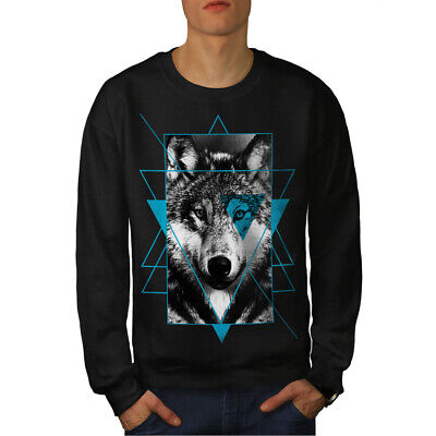 Wellcoda Wolf Cool Design Mens Sweatshirt, Geometry Casual Pullover Jumper