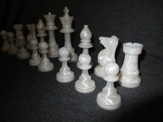 Vintage Chess from Portugal, white pieces emit mother-of-pearl, beautiful.