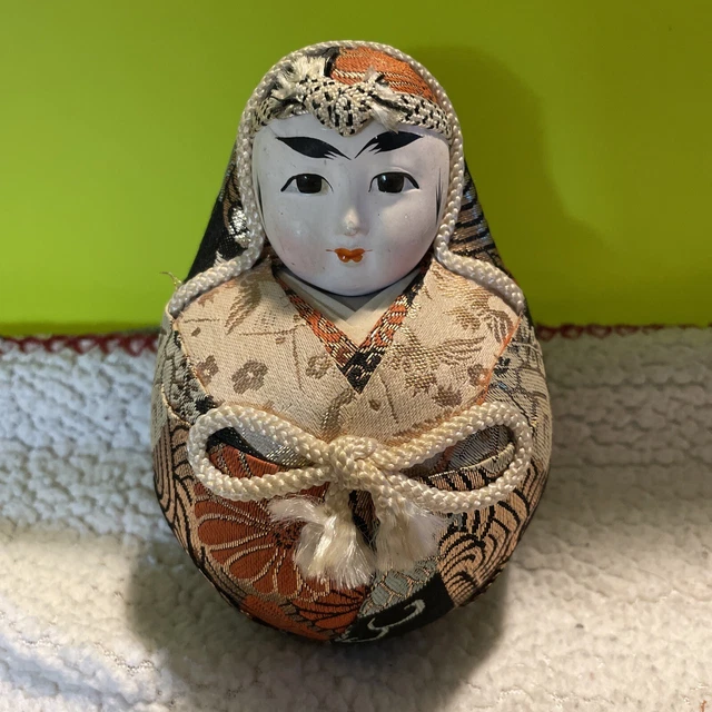VINTAGE JAPANESE GOFUN & PapierMache Roly Poly HimeDaruma Wedding