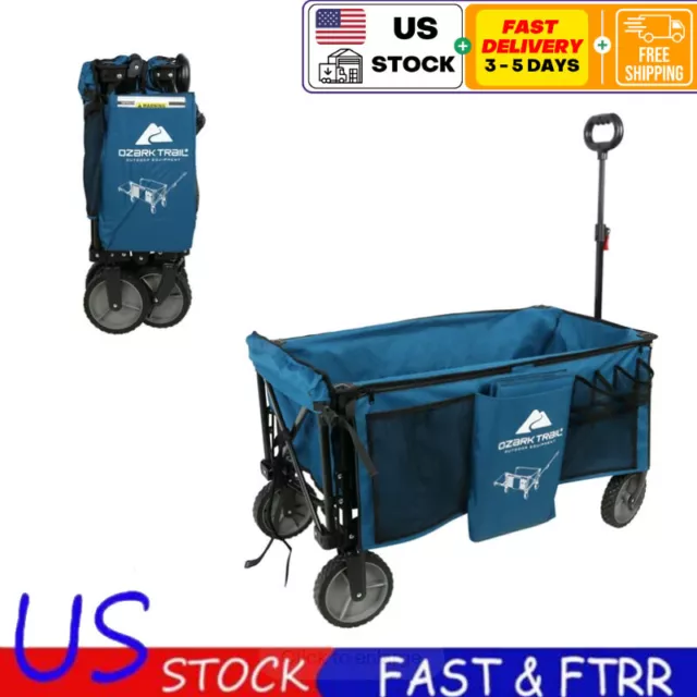 Heavy Duty Collapsible Folding Wagon Cart Outdoor Utility Camping Garden Wheels