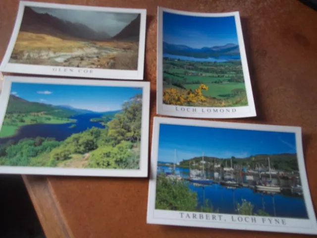4 X Postcards vintage Glen Coe Loch Lomond / Fine /Tummel COLOUR unused VGC
