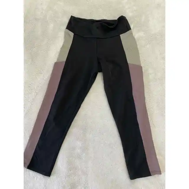 Reebok Speedwick Leggings/ Pants- Black/Gray Stripe Women's Size M