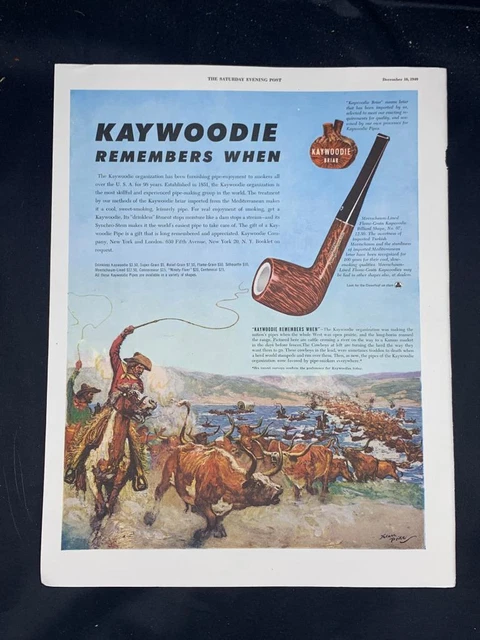 Magazine Ad* - 1949 - Kaywoodie Pipes - Norman Price artwork