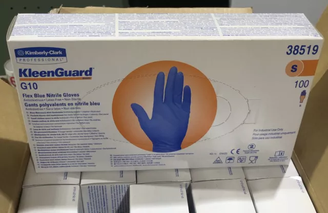 New Sealed Box Kleenguard G10 Blue Nitrile Gloves Box Of 100 Size Small