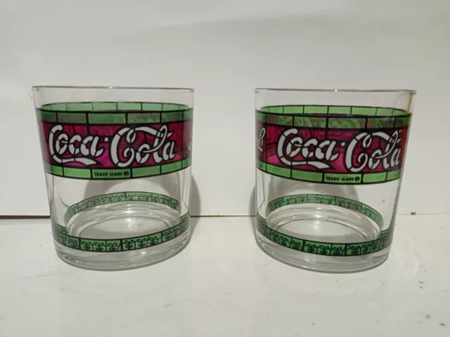 Coppia bicchieri COCA COLA  STILE LIBERTY  Fascia Alta Anni 70/80 Vintage.