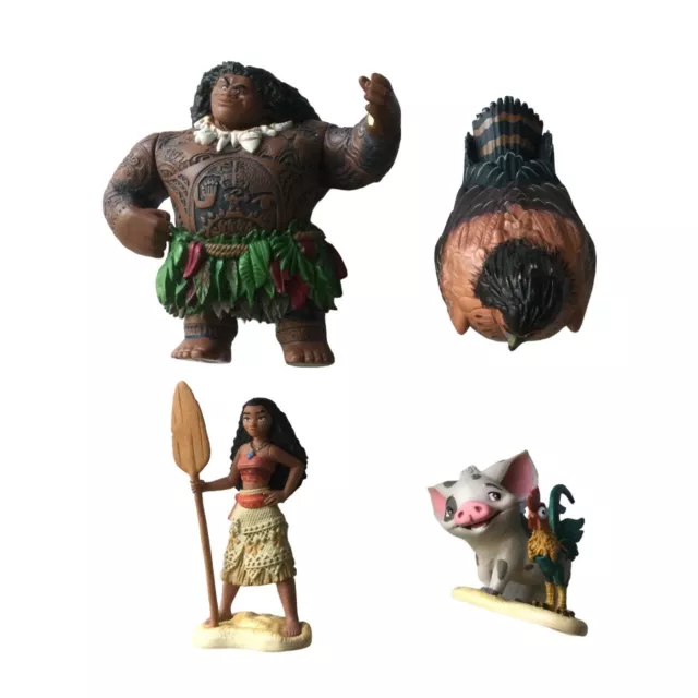 Disney Moana Figure Play Set of  4 Cake Toppers Maui, Hei Hei, Pua - No Hook