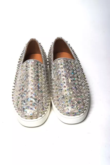 Christian Louboutin Metallic White Ab/Clear Roller Boat Flat Sneakers EU35 US5 3