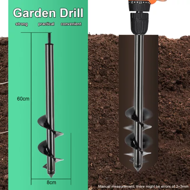 Broca Tierra Planting Taladro Agujeros Tierra 8x60cm Broca Espiral Barrena Mano