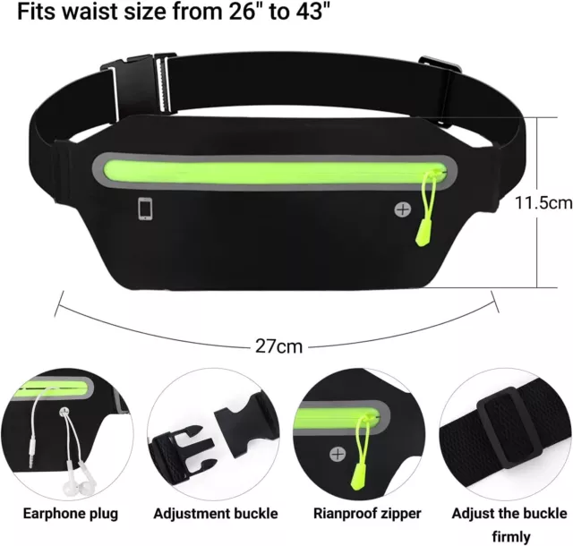 Sport Waist Bum Belt Bag Jogging Running Hiking Zip Fanny Pack Pouch Ultra Slim 2