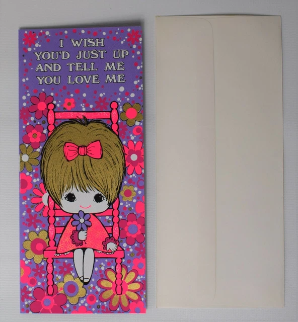 Vintage 70's Wishing Card Mothers Day  Purple Greetings Card Tell me you love me 4