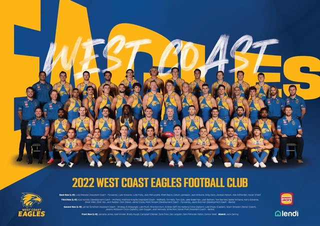 WEST COAST EAGLES Team Poster,Afl Football Bulldogs Cats Tigers Demons