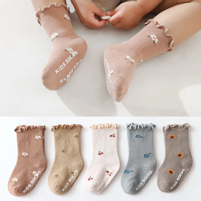 Respirabile Fiori Ricami Calzini di cotone Club di calcio Neonati Baby Socks