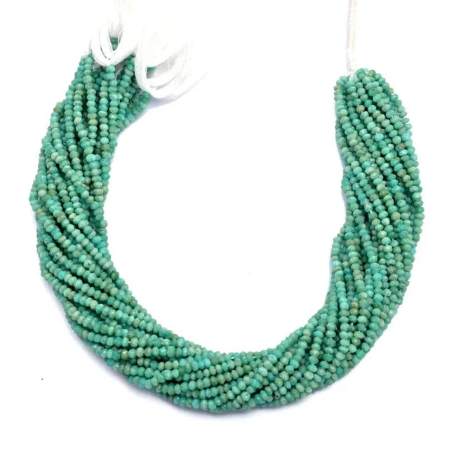 Naturel AAA Bleu Amazonite Facettes 3-4 MM Gemme Rondelle Perles 13 " Brin