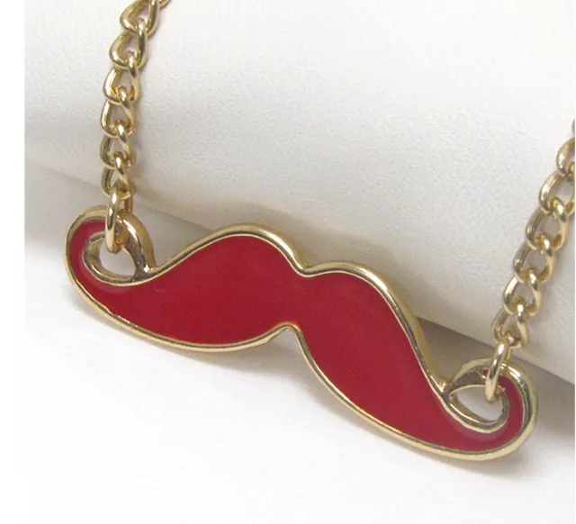 Red Mustache Pendant Necklace for Women