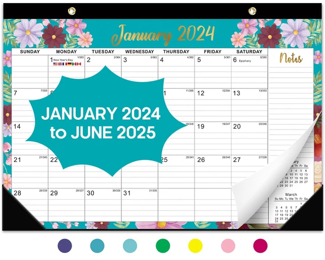 DESK CALENDAR 20242025,18 Months January 2024 to June 2025 Large 17