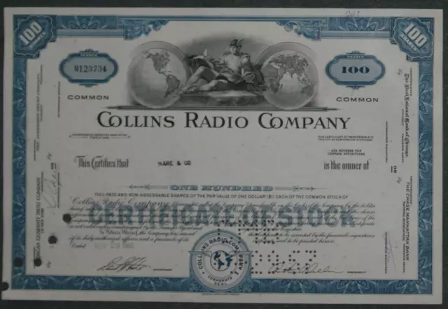 Collins Radio Company 1966 100 Shares