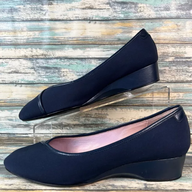Taryn Rose Felicity Pumps Womens Size 10M Blue Fabric Leather Trim Wedge Shoes 2