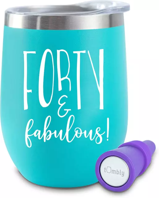 40Th Birthday Gifts for Women – 40 and Fabulous Wine Tumbler - 40Th Birthday Dec