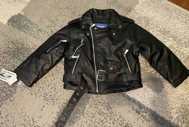 Outdoor Habitat Youth Black Faux Motorcycle USA Leather Jacket Eagle 4T NEW NWT